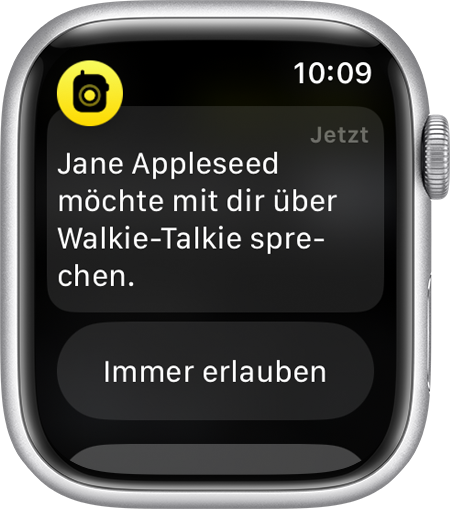 Apple Watch zeigt einen Freund, der über Walkie-Talkie sprechen möchte
