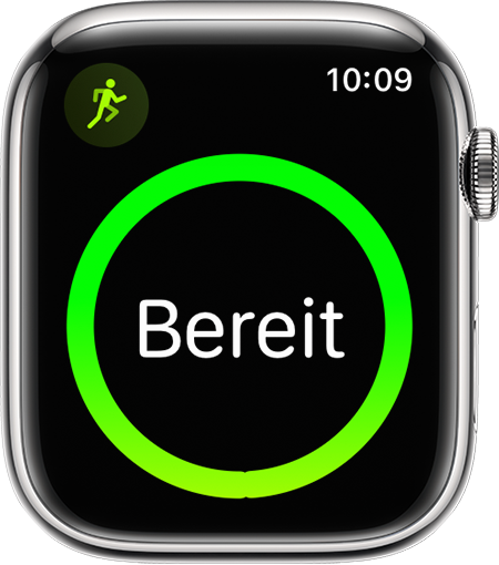 Apple Watch, die den Beginn eines Lauftrainings zeigt
