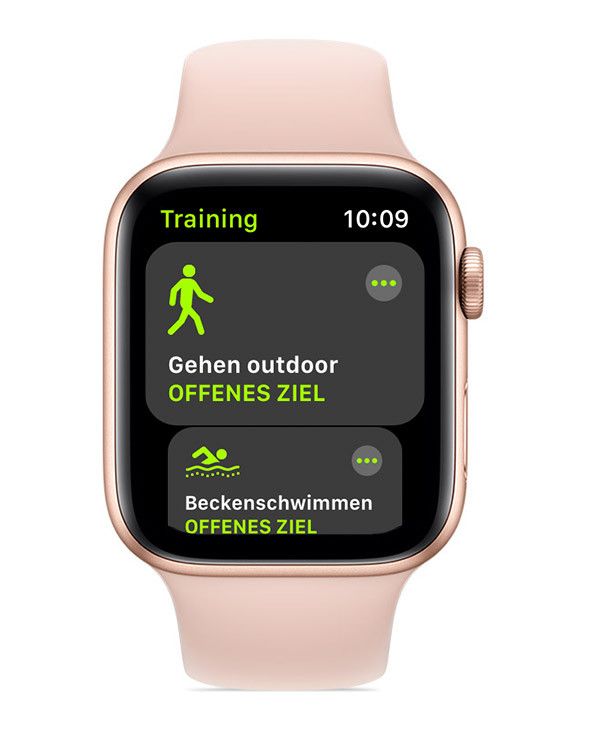 Training 'Gehen outdoor' auf Watch mit hellrosa Armband