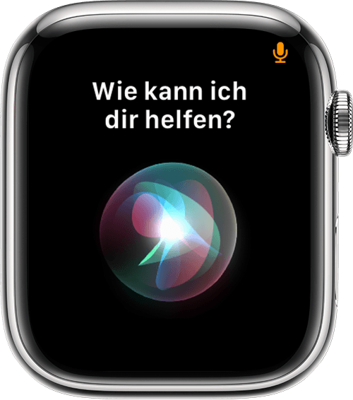 Apple Watch mit dem Mikrofonsymbol am oberen Bildschirmrand