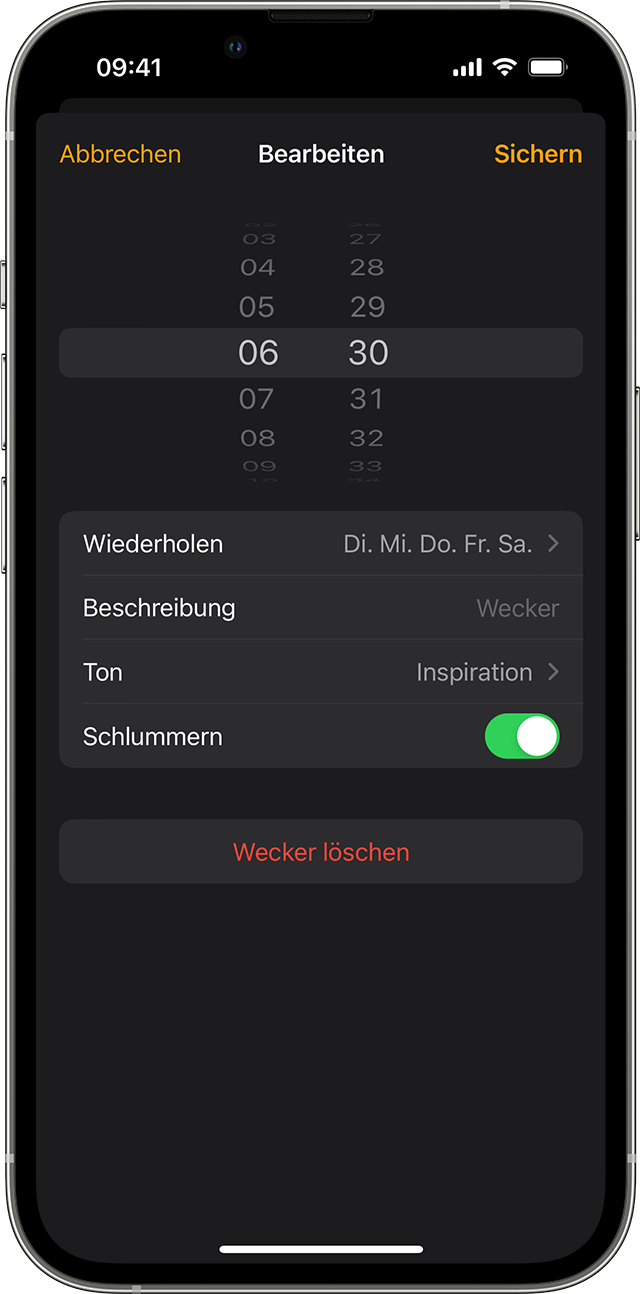 Wecker auf dem iPhone stellen und verwalten - Apple Support (CH)
