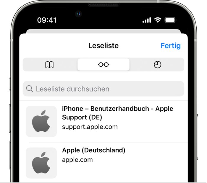iPhone mit der Safari-Leseliste