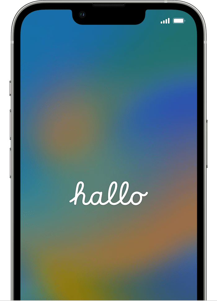 Ein iPhone mit dem Begrüßungsbildschirm