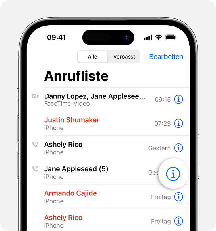 Anrufliste auf dem iPhone anzeigen und löschen - Apple Support (DE)