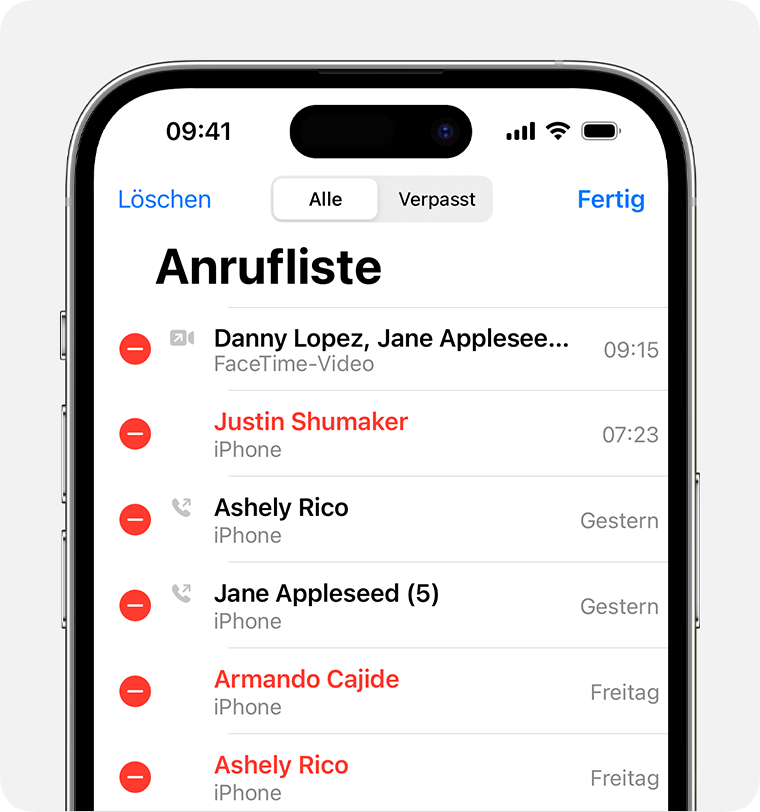 Anrufliste auf dem iPhone anzeigen und löschen - Apple Support (DE)