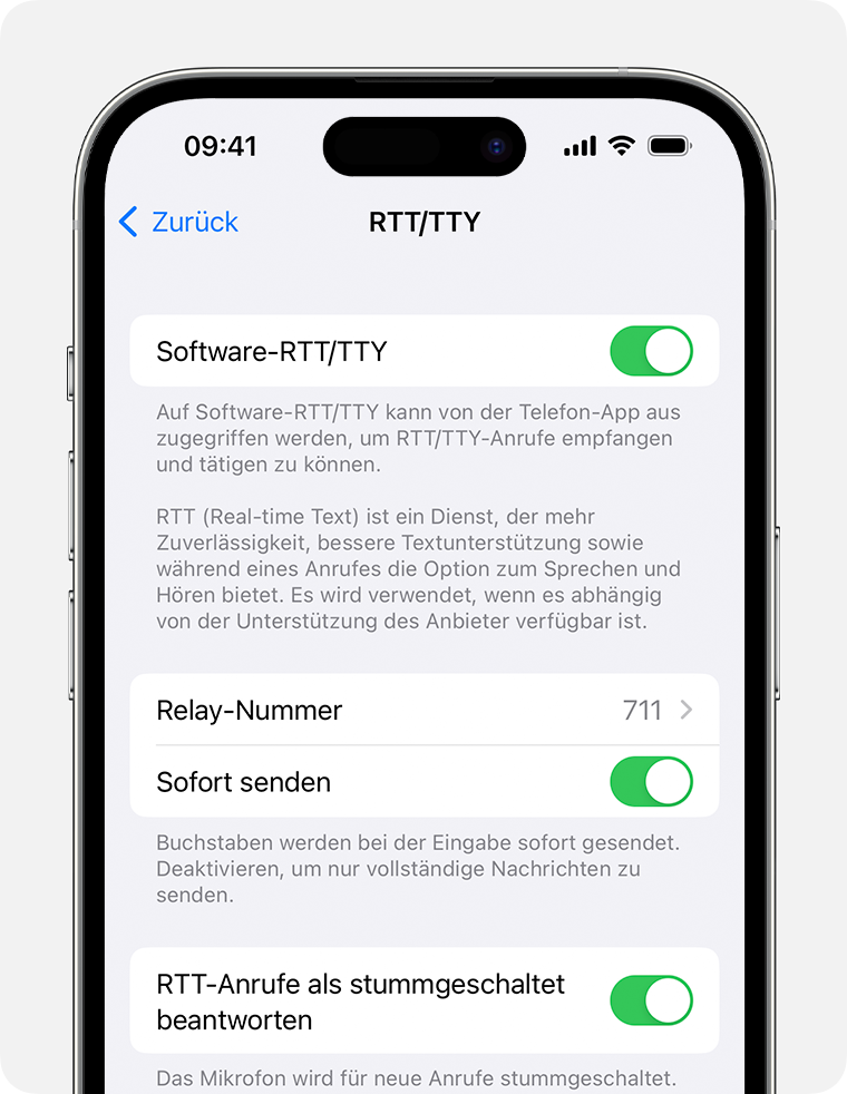 RTT- oder TTY-Anrufe mit dem iPhone tätigen oder annehmen - Apple Support  (DE)