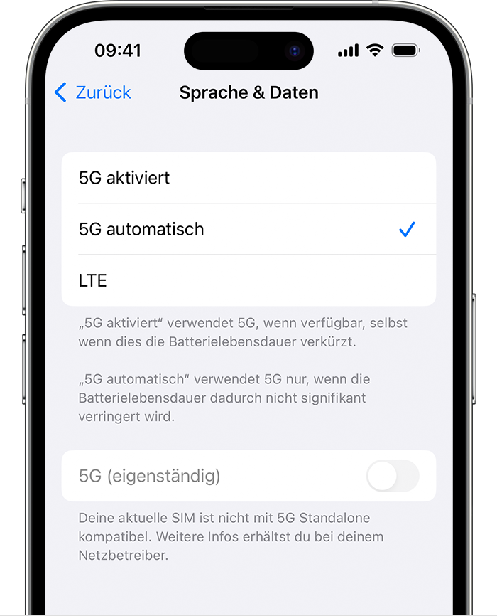 5G mit dem iPhone verwenden - Apple Support (DE)