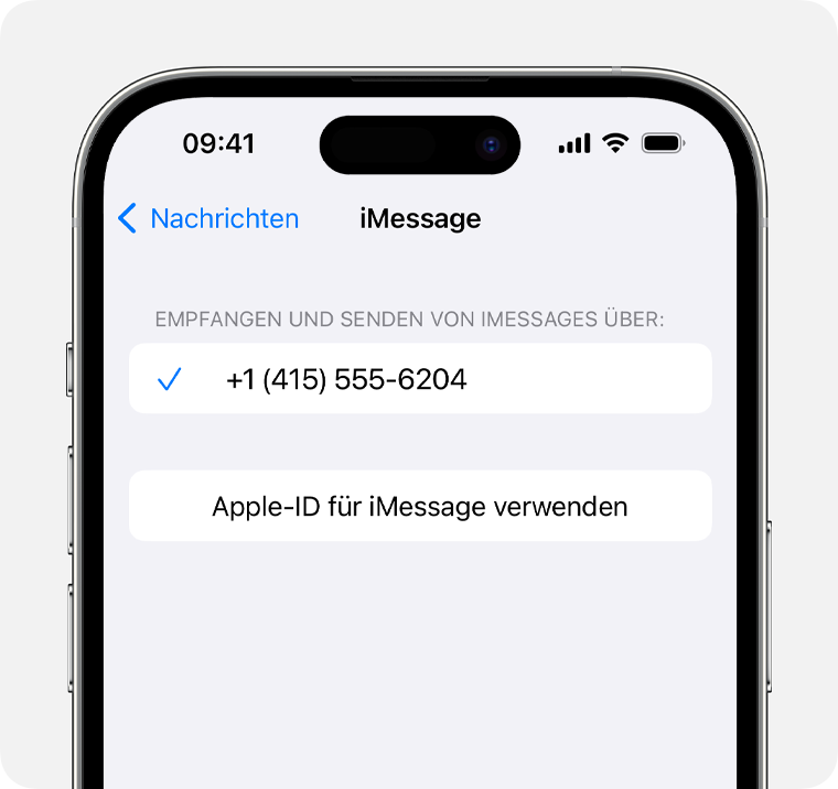 Wenn du die Nachrichten-App zum ersten Mal auf deinem iPhone einrichtest, kannst du dich mit deiner Apple-ID anmelden, um die Nachrichten-App auf allen deinen Geräten zu verwenden.