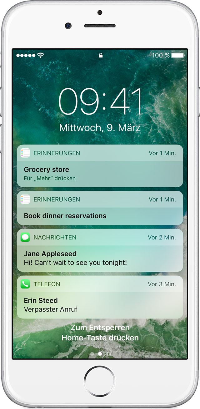 Mitteilungen auf dem iPhone, iPad und iPod touch verwenden Apple Support