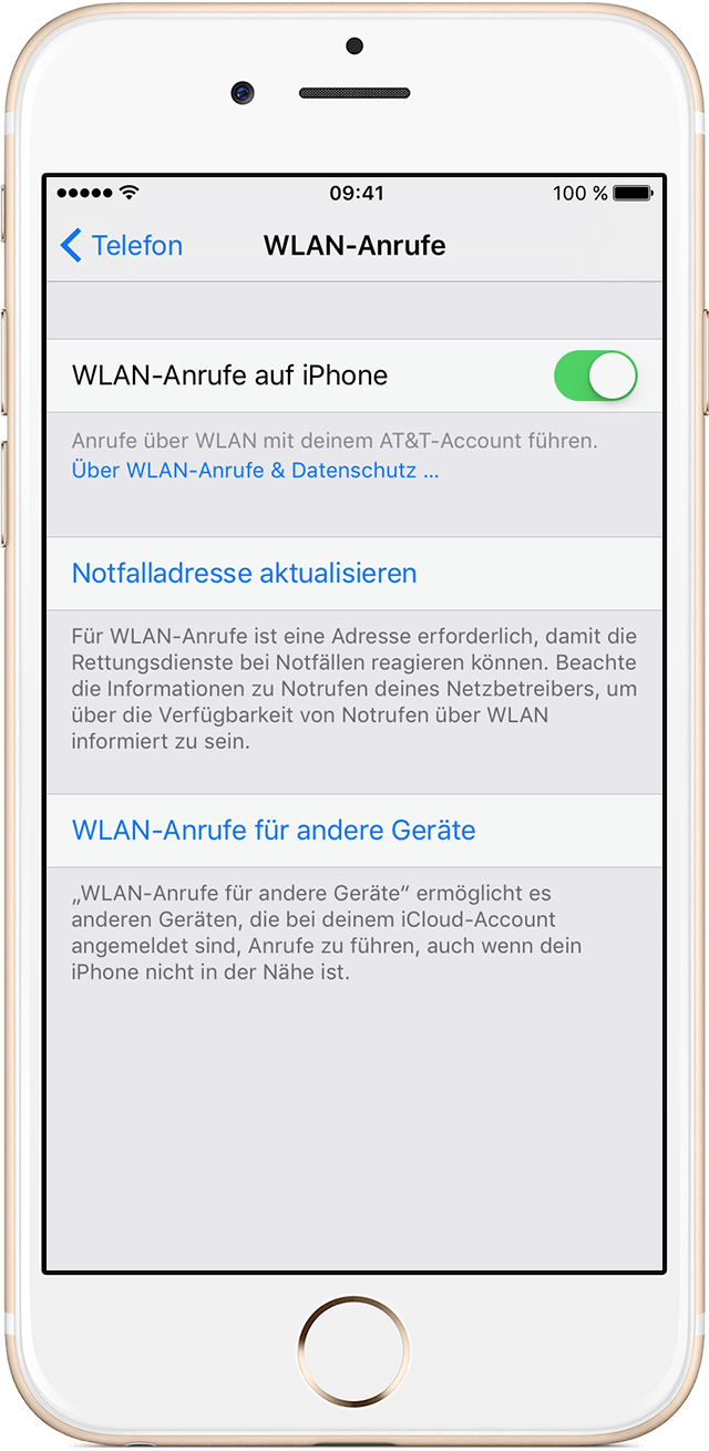 WLANAnrufe tätigen Apple Support