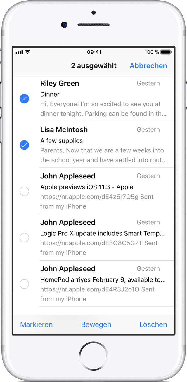 Postfächer für die Verwaltung von E-Mails auf dem iPhone, iPad und iPod ...
