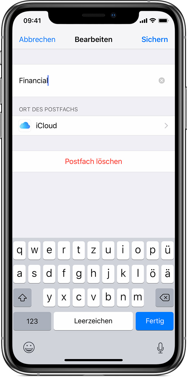 Postfächer für die Verwaltung von EMails auf dem iPhone, iPad und iPod