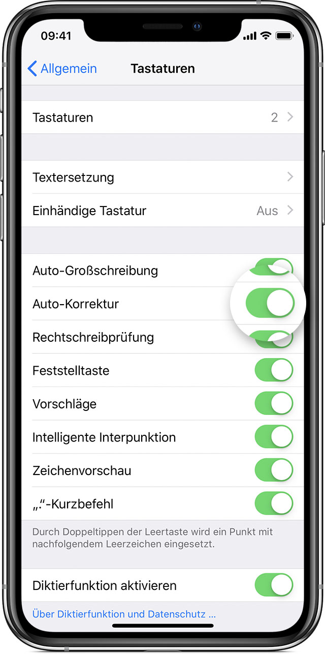 Auto-Korrektur" und "Vorschläge" auf dem iPhone, iPad oder iPod touch  verwenden - Apple Support