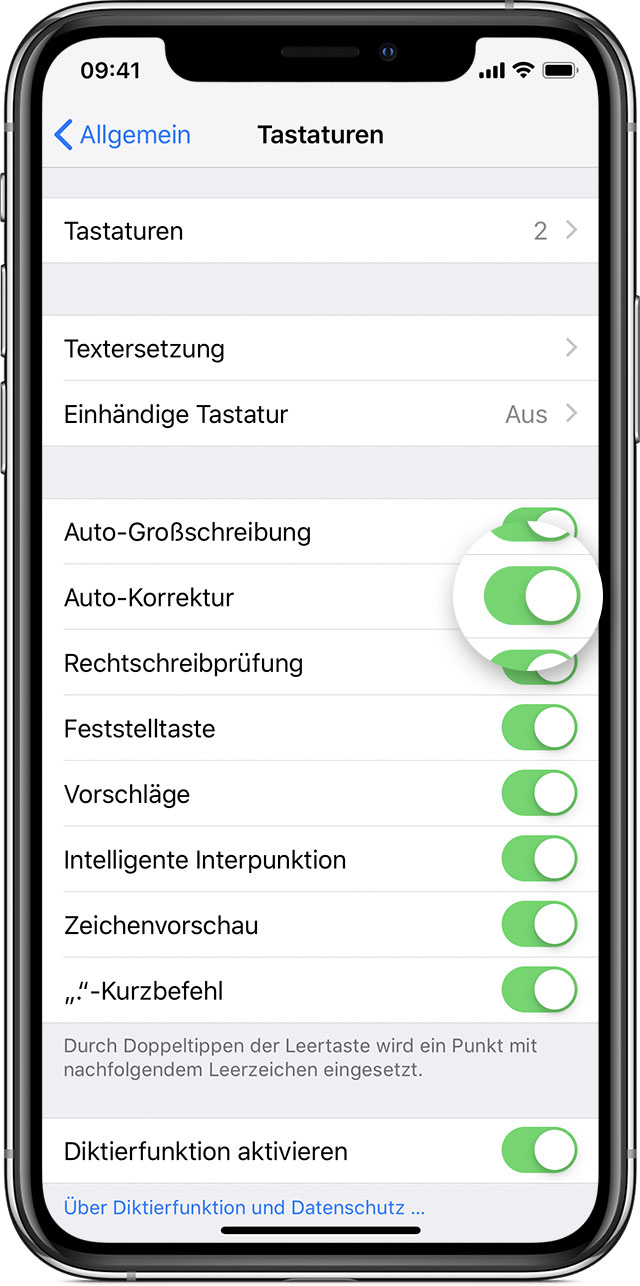 Auto Korrektur Und Vorschlage Auf Dem Iphone Ipad Oder Ipod Touch Verwenden Apple Support