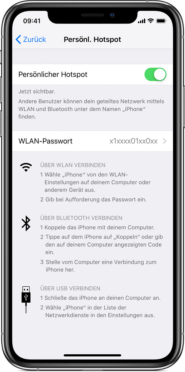 Einen persönlichen Hotspot auf deinem iPhone oder iPad einrichten