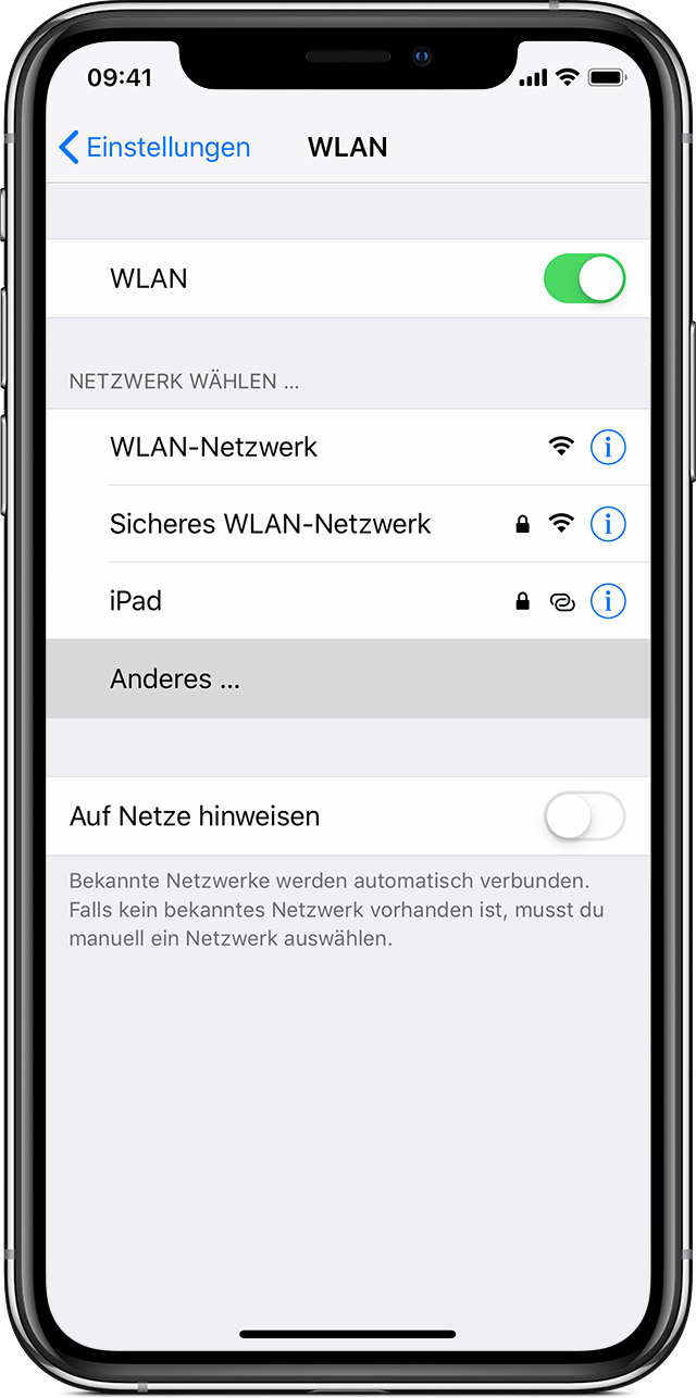 WLAN-Verbindung auf dem iPhone, iPad oder iPod touch herstellen - Apple