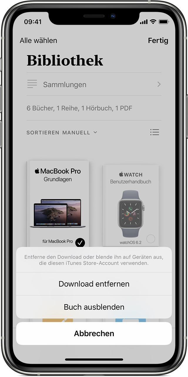 Buch- und Hörbuch-Downloads von deinem Gerät löschen - Apple Support (DE)