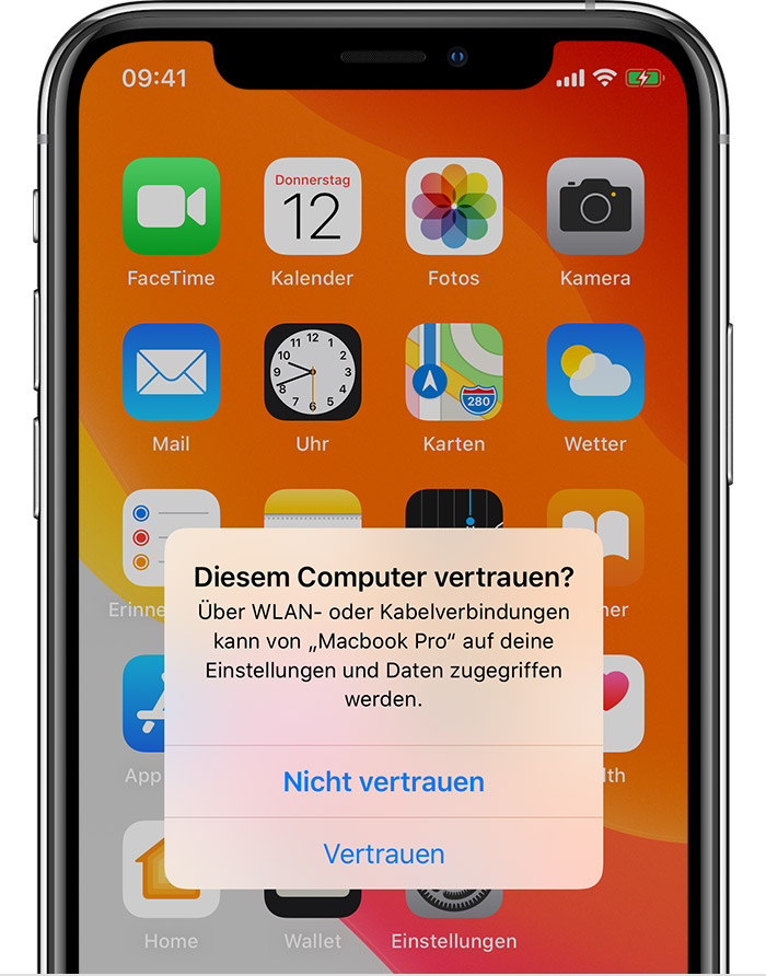 Informationen Zum Warnhinweis Diesem Computer Vertrauen Auf Dem Iphone Ipad Oder Ipod Touch Apple Support