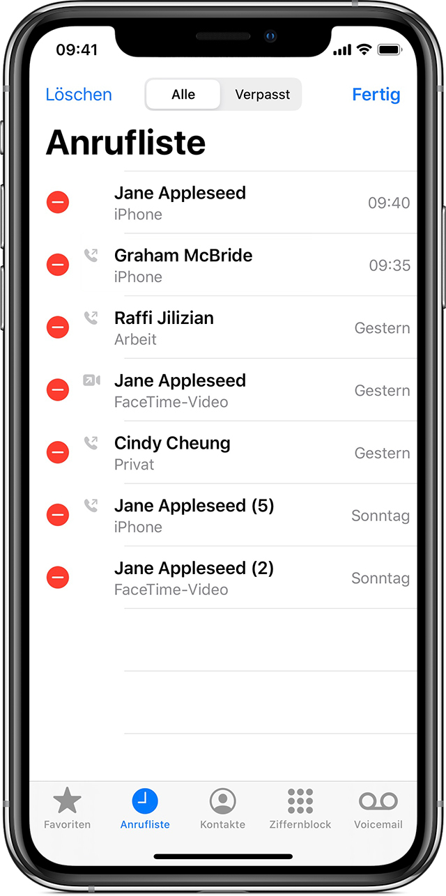 Anrufliste auf dem iPhone anzeigen und löschen - Apple Support (LI)