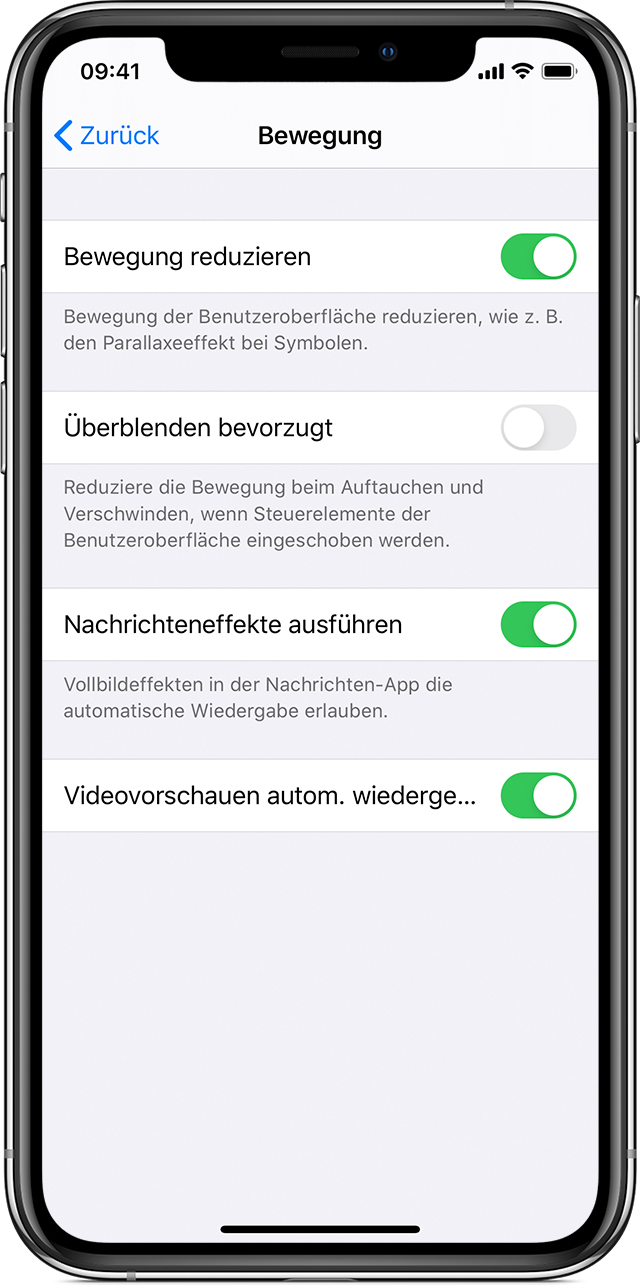 Bildschirmbewegung auf dem iPhone, iPad oder iPod touch reduzieren - Apple  Support (DE)