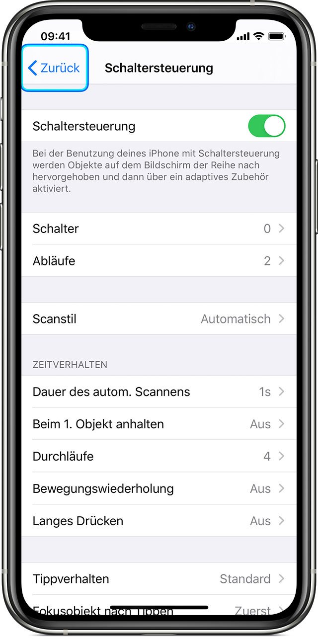 Schaltersteuerung als Bedienungshilfe für dein iPhone, iPad oder deinen  iPod touch - Apple Support (DE)