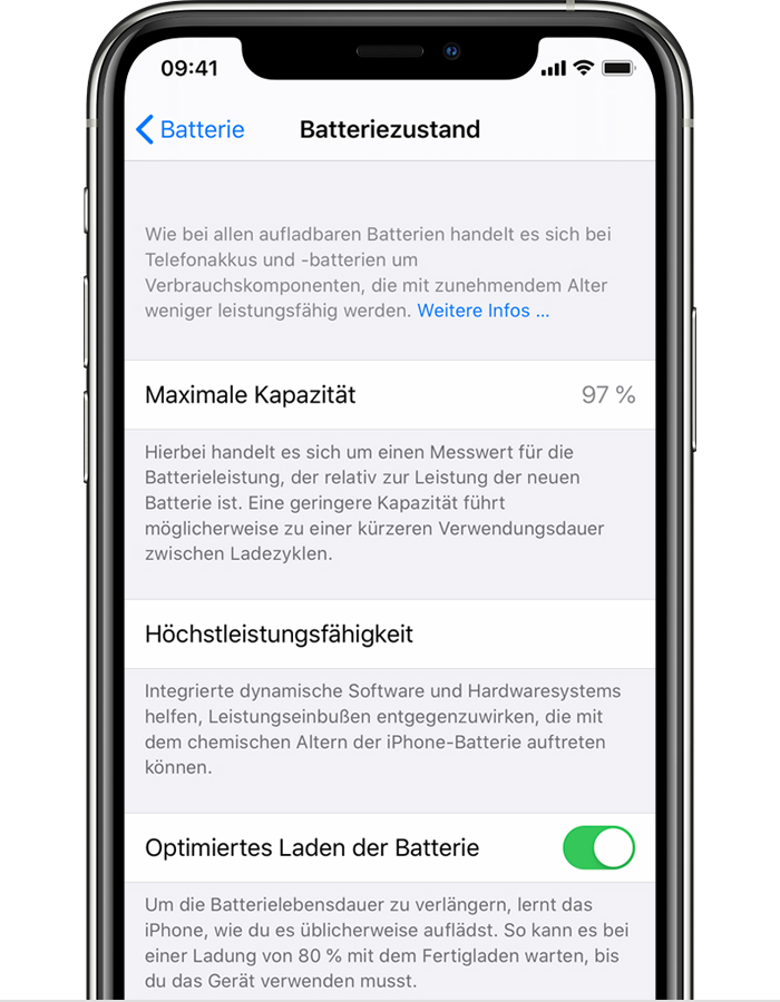 Informationen zum optimierten Laden auf dem iPhone - Apple Support (DE)