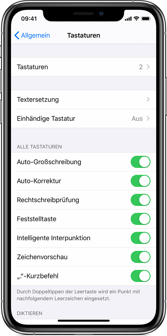 Informationen Zu Den Tastatureinstellungen Auf Dem Iphone Ipad Und Ipod Touch Apple Support