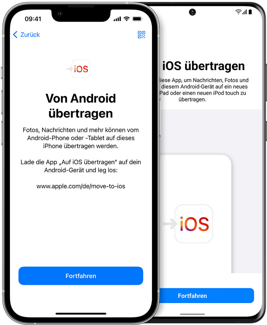 Bildschirme, auf denen die App 