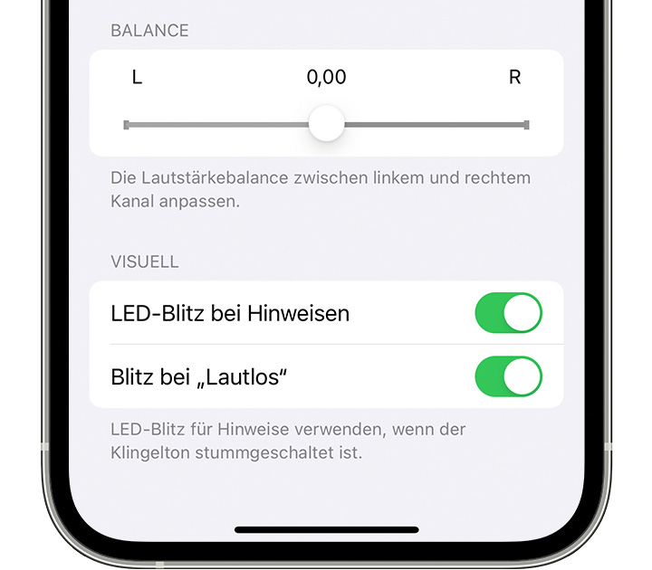 LED-Blitz-Hinweise auf dem iPhone oder iPad erhalten - Apple Support (LI)