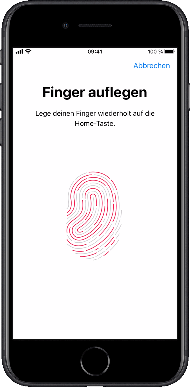 Erster Bildschirm für die Einrichtung von Touch ID
