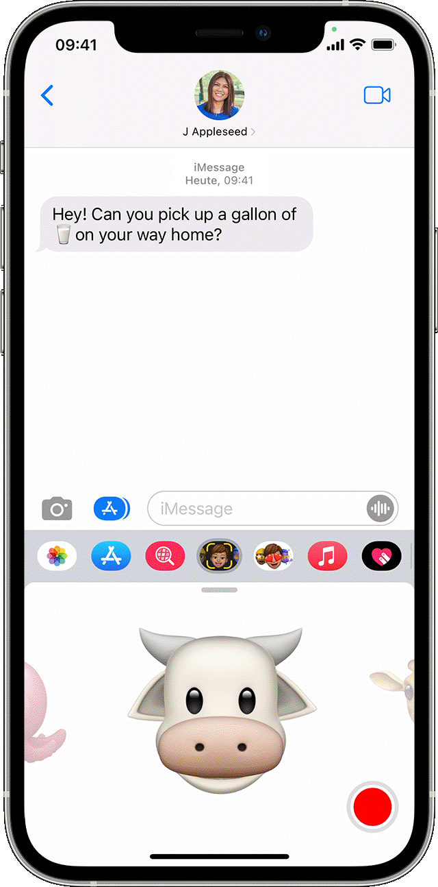iPhone, auf dem gezeigt wird, wie animierte Memojis verwendet werden