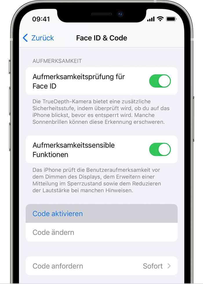 Das iPhone, iPad oder den iPod touch mit einem Code verwenden - Apple  Support (DE)