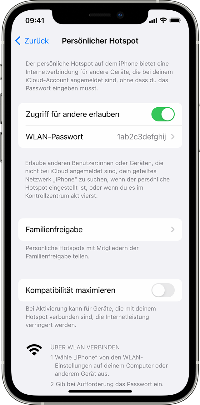 Einen persönlichen Hotspot auf deinem iPhone oder iPad einrichten - Apple  Support (DE)