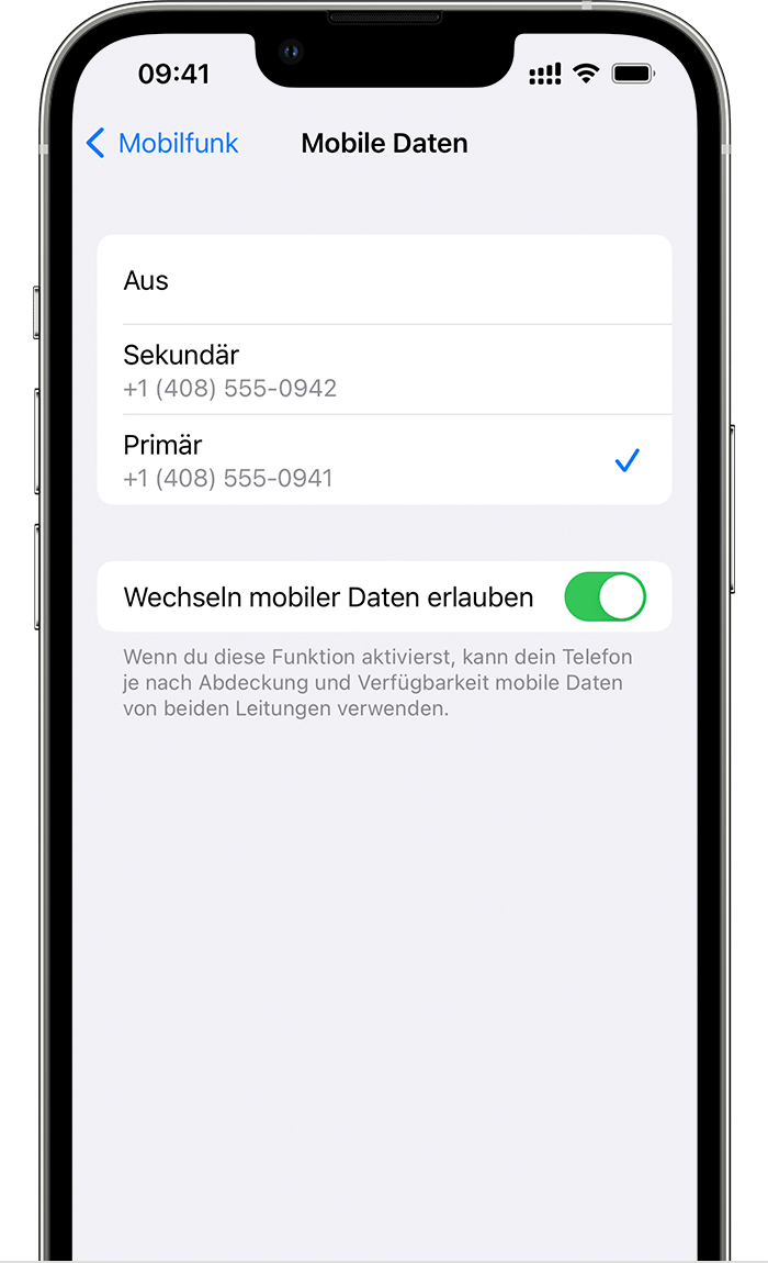 Dual-SIM-Funktion mit einer eSIM verwenden - Apple Support (CH)