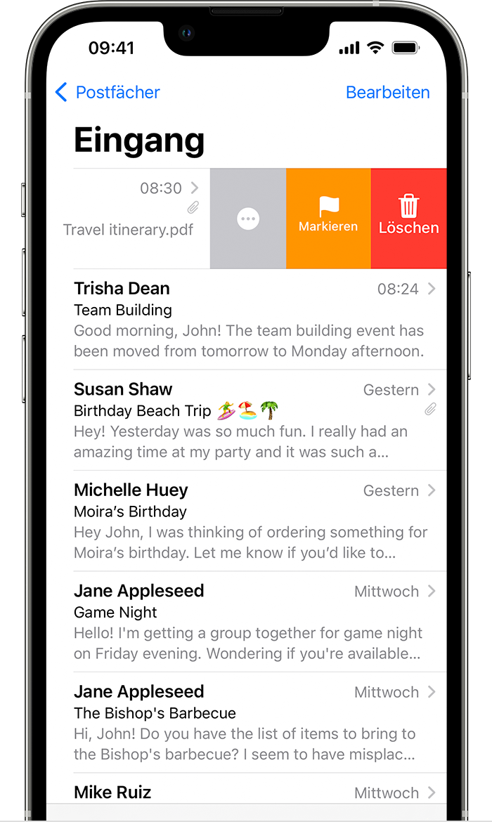 Eine E-Mail in der Mail-App in iOS 15 markieren