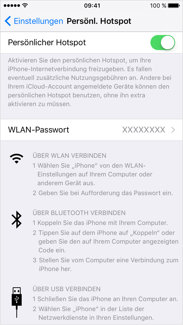 über persönlichen Hotspot freigeben Apple Support