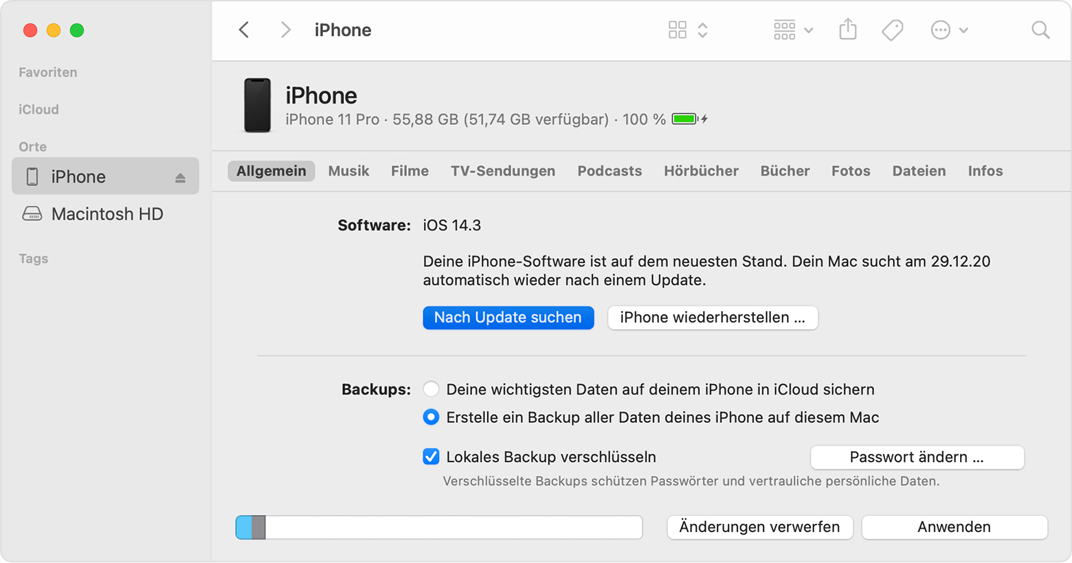 iPhone, iPad oder iPod touch mit dem Finder aktualisieren - Apple Support  (DE)