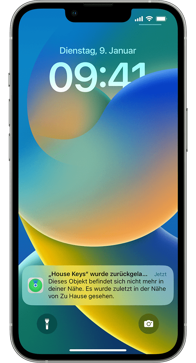 Eine Benachrichtigung für "Beim Zurücklassen benachrichtigen" auf einem iPhone