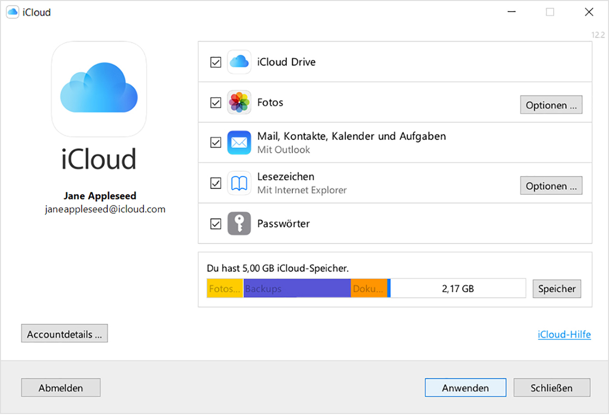 Die E-Mail-Adresse deiner Apple-ID in iCloud für Windows finden