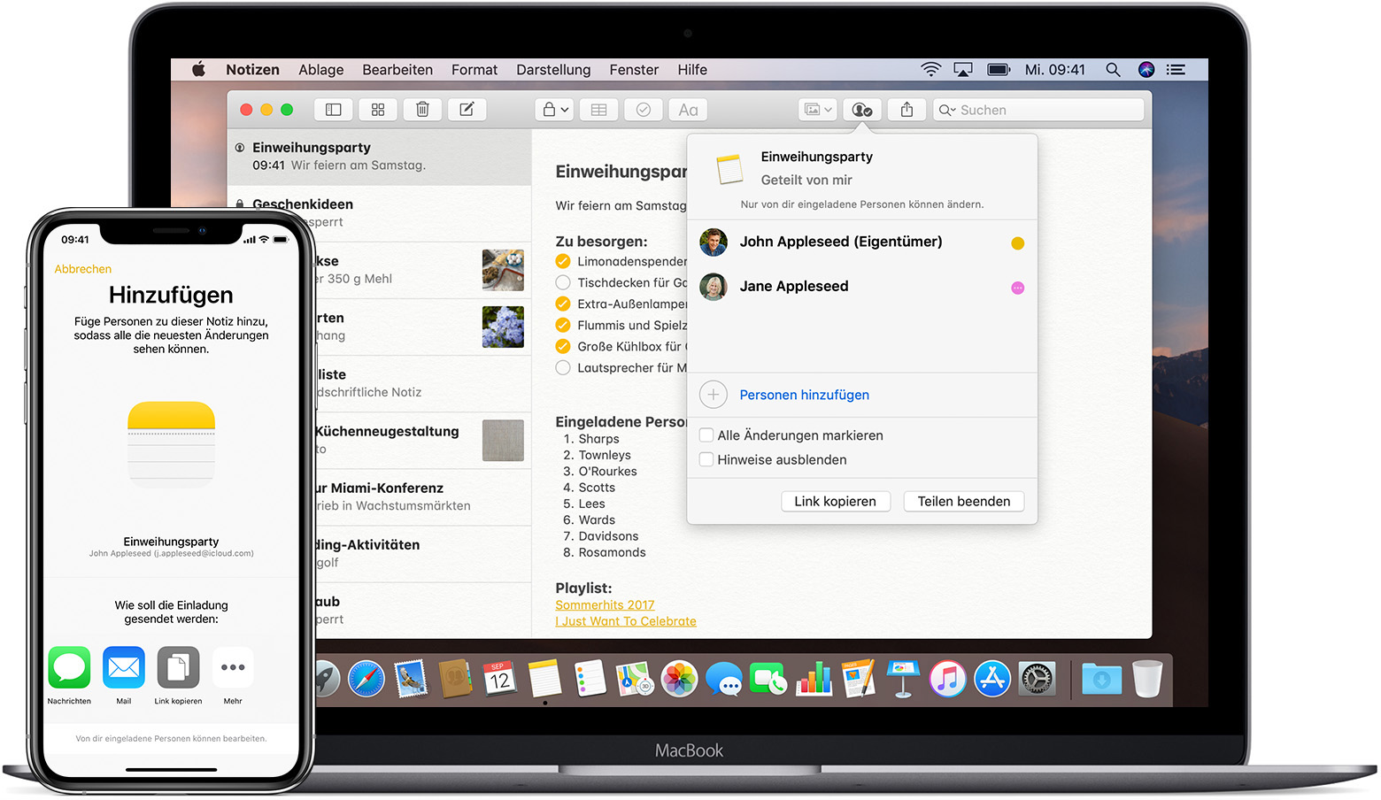 Notizen freigeben Apple Support