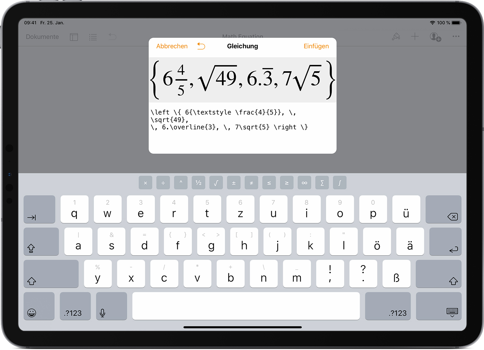 Mathematische Gleichungen in Pages-, Numbers- und Keynote-Dokumente einfügen  - Apple Support