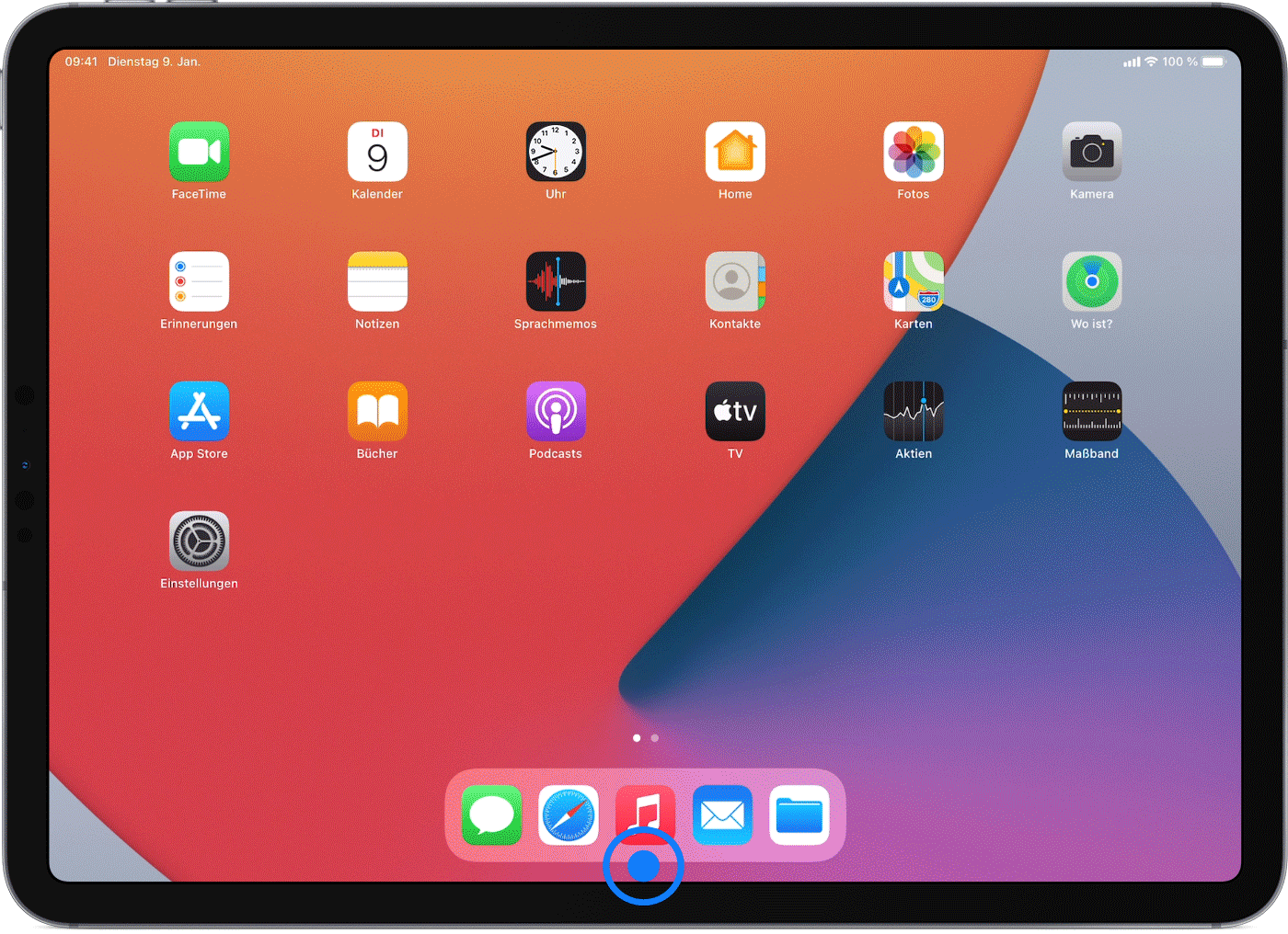 iPad-Bildschirm, auf dem gezeigt wird, wie eine App geschlossen wird