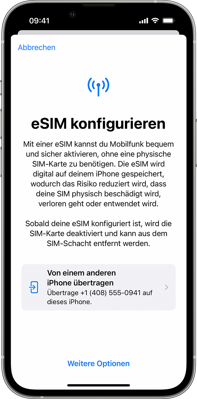 Informationen zu eSIM und iPhone - Apple Support (DE)