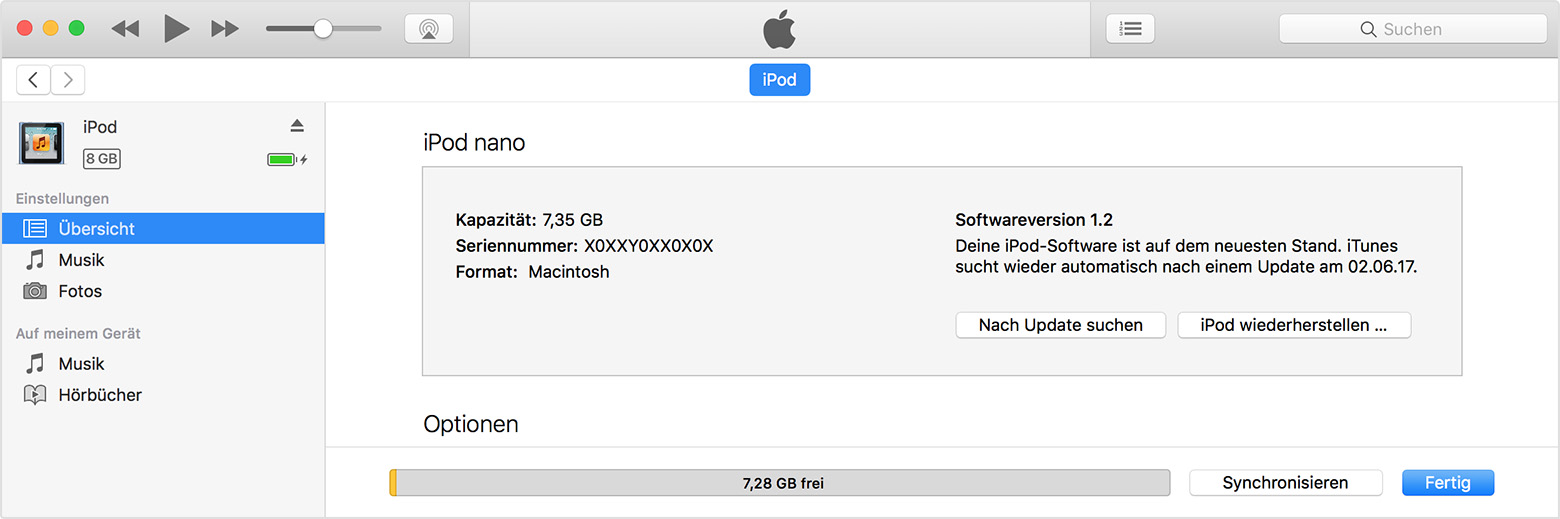 Der iPod lässt sich nicht einschalten oder scheint eingefroren zu sein - Apple Support
