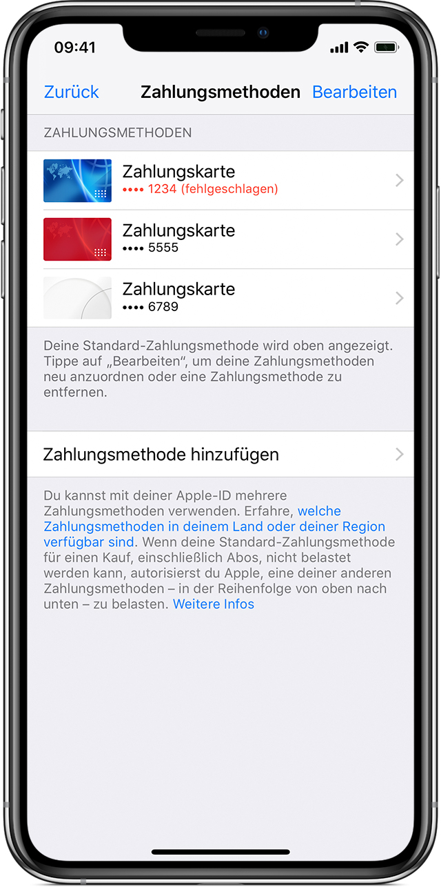 Deine Zahlungsmethode wird im App Store oder iTunes Store ...