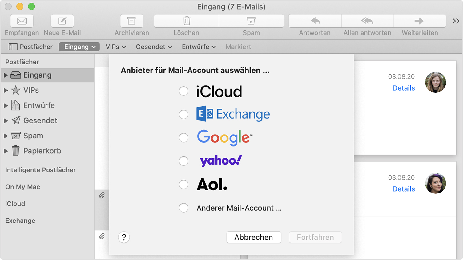 E Mail Account In Mail Auf Deinem Mac Hinzufugen Apple Support