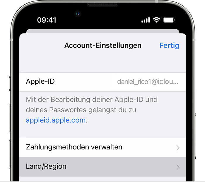 Land oder Region deiner Apple-ID ändern - Apple Support (DE)