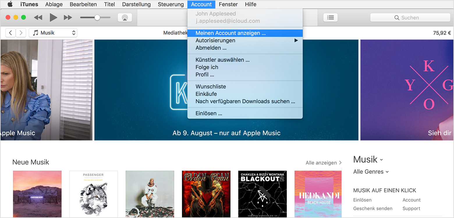 iTunes – Meinen Account anzeigen