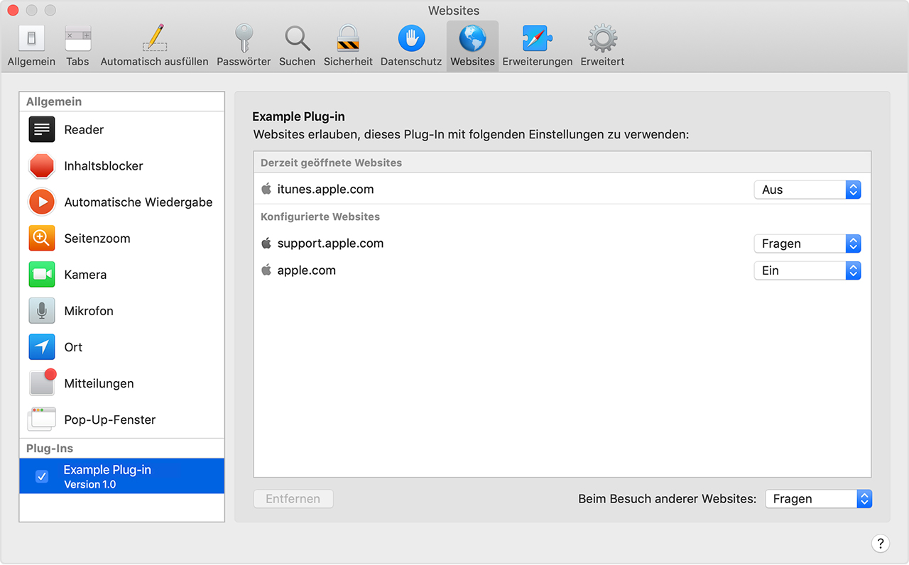 safari plugins erlauben