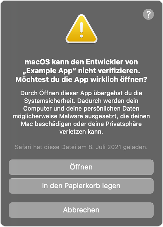 macOS-Bypass für Warnung bei nicht verifiziertem Entwickler